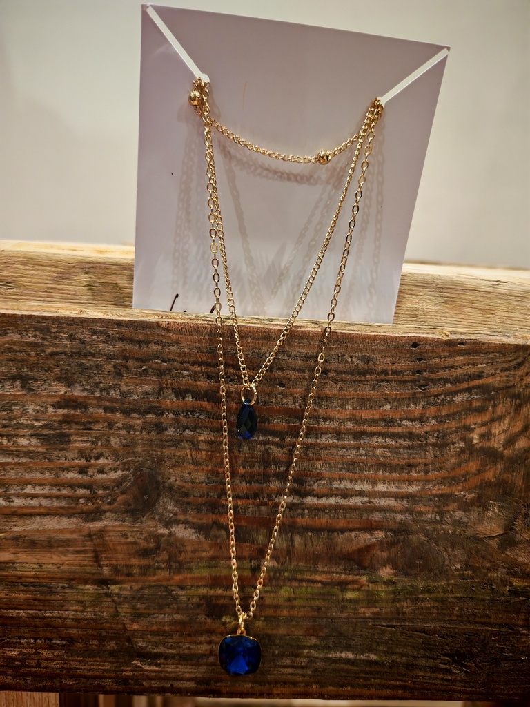 Collier trio doré PureCrystal Dark Sapphire (Fééries)