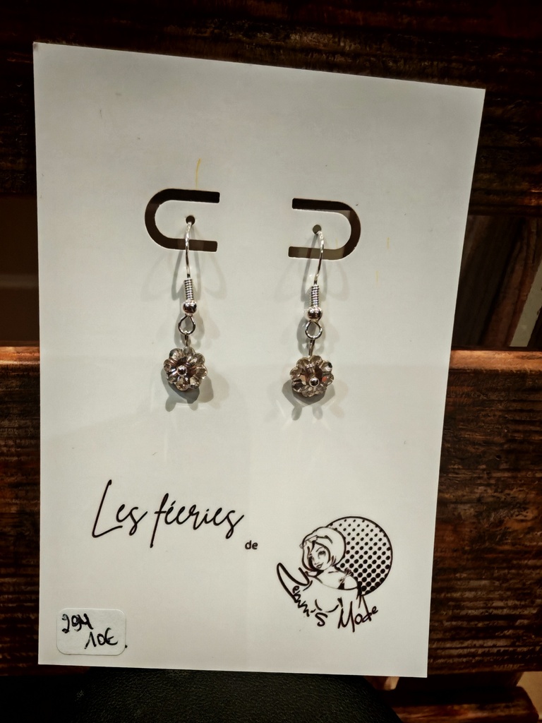 Boucles d'oreilles argentées fleurs Foiled