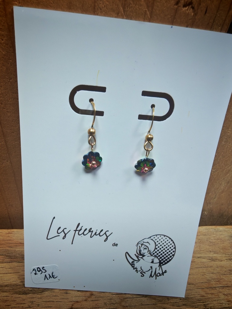 Boucles d'oreilles dorées fleurs Vitrail Medium