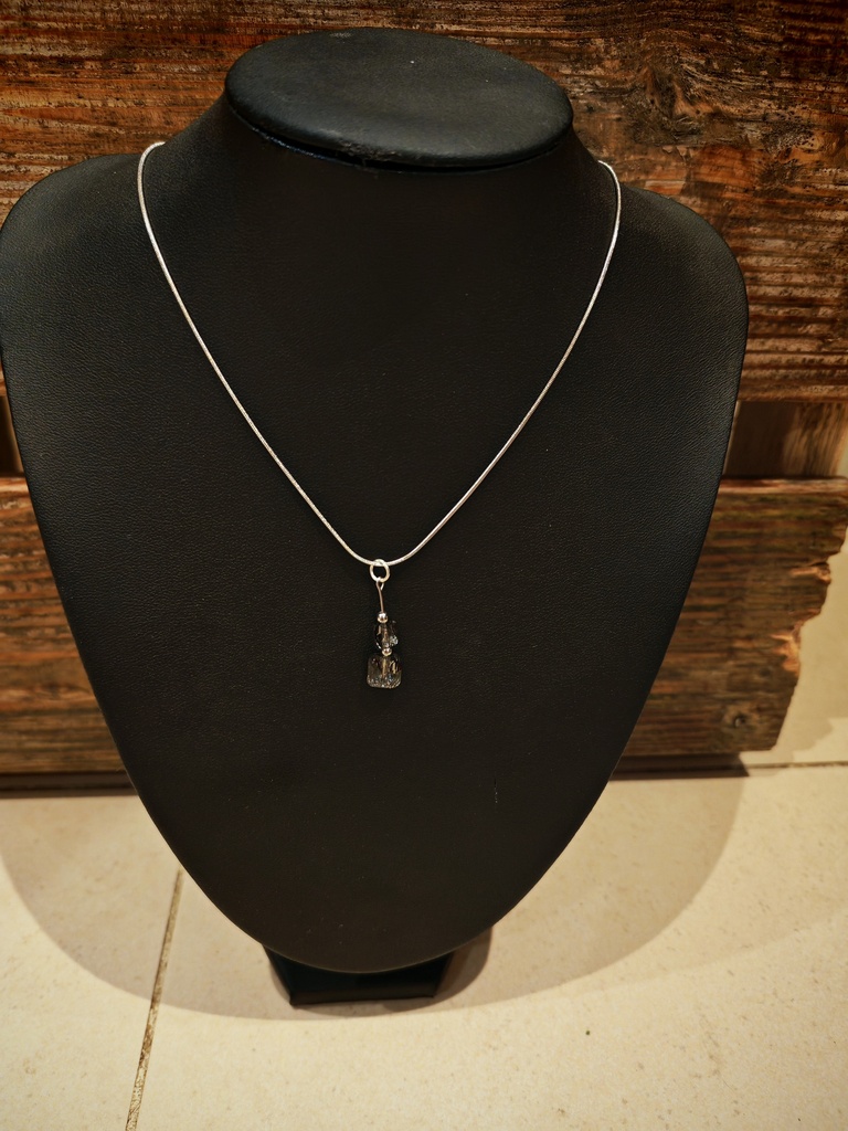 Collier argenté perles carrées Silver Night