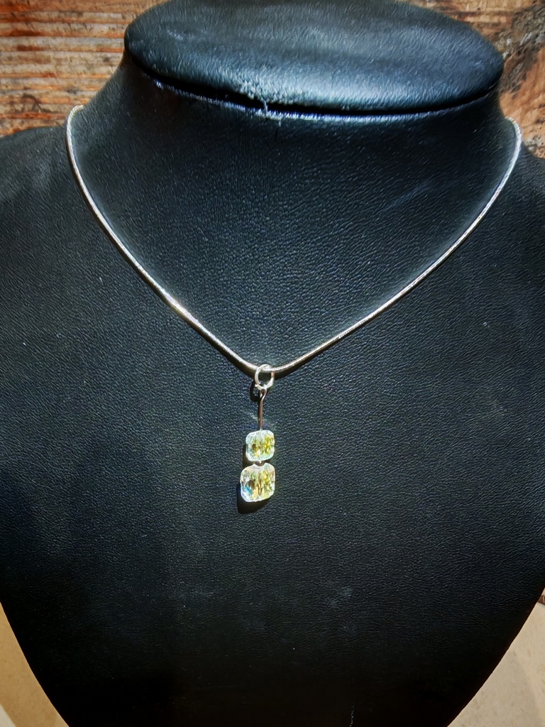 Collier argenté perles carrées PureCrysal AB (Fééries)