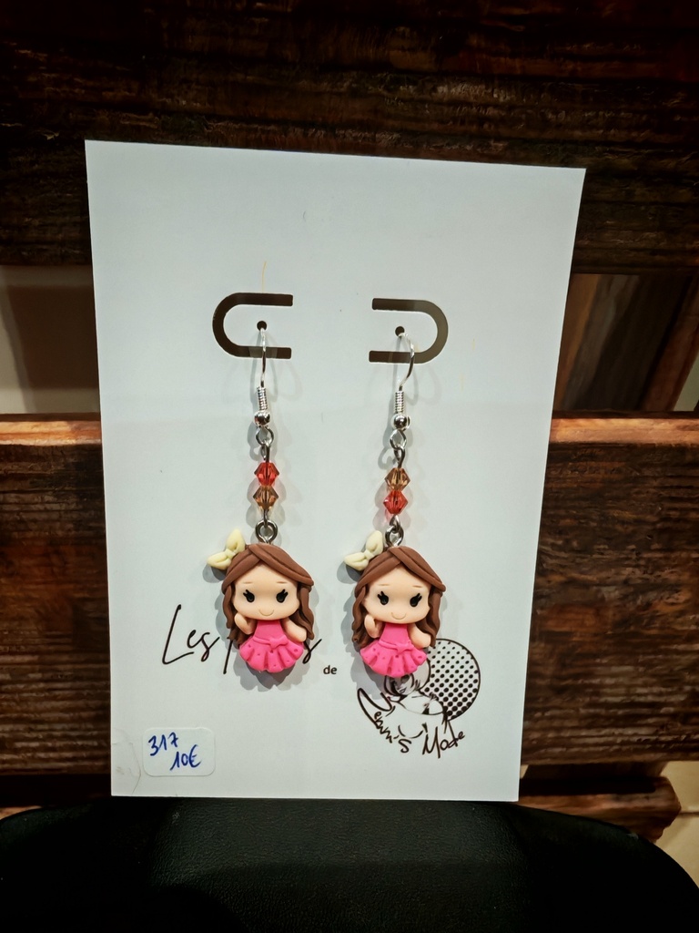 Boucles d'oreilles "Belle" toupies 4mm Topaz & Padparadsha