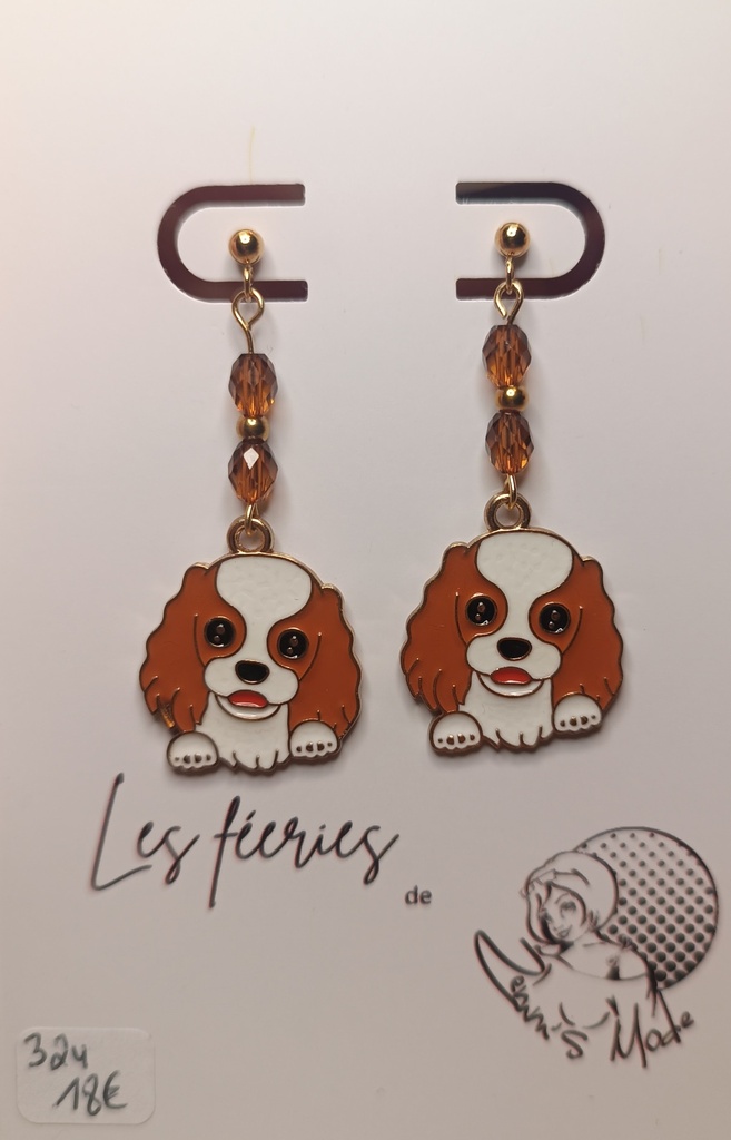 Boucles d'oreilles dorées Cocker Olivette PureCrystal Light Amber (Fééries)