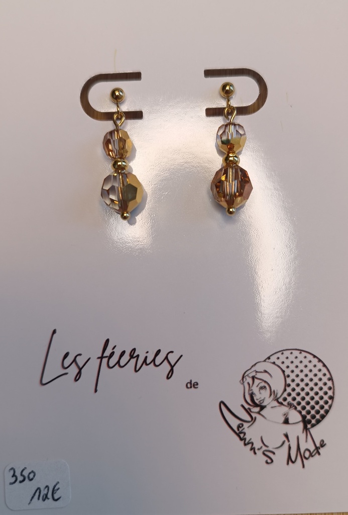 Boucles d'oreilles dorées Perles PureCrystal Aurum (Fééries)
