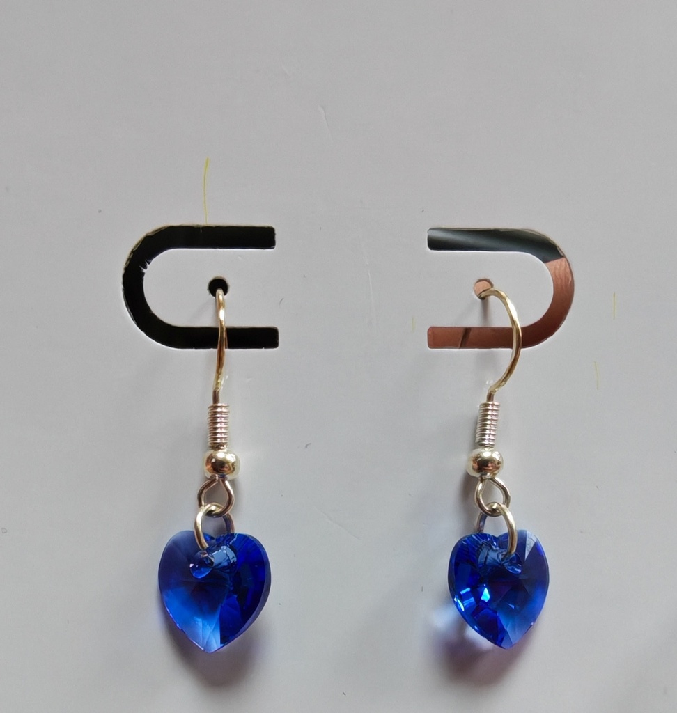 Boucles d'oreilles argentées Coeurs Sapphire