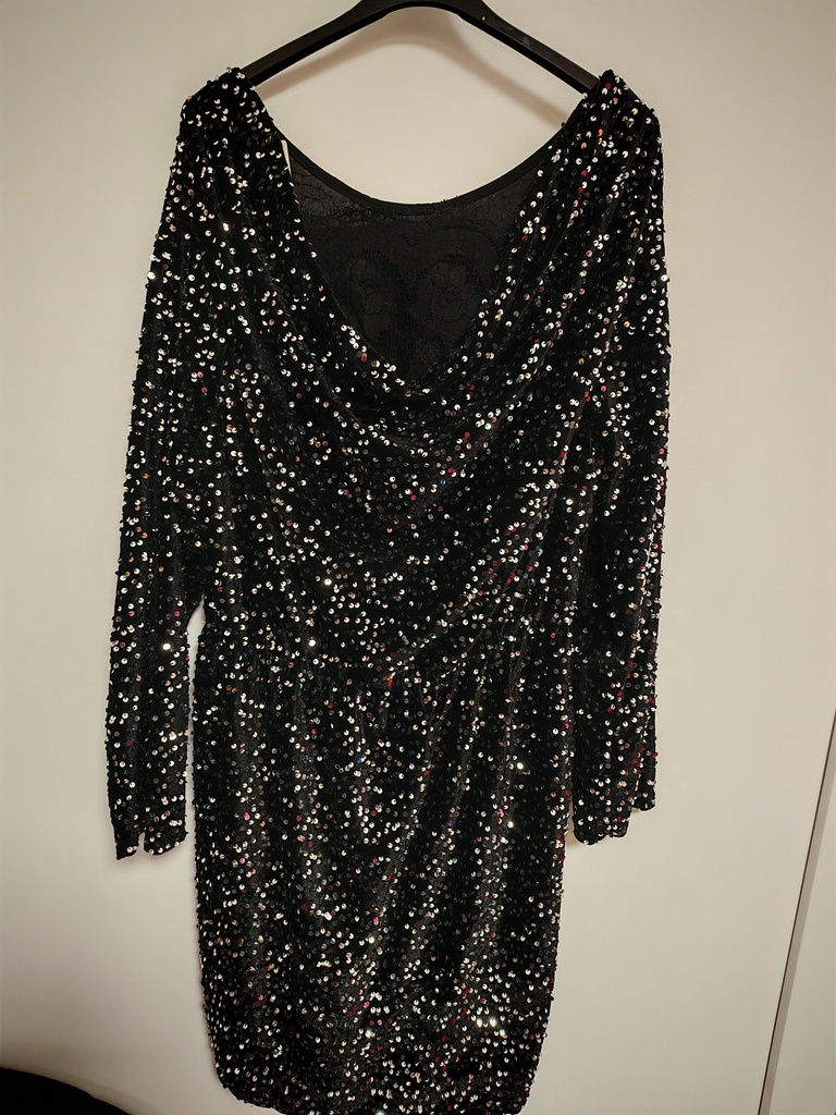 Robe dos nu "Leonie" Noire argenté