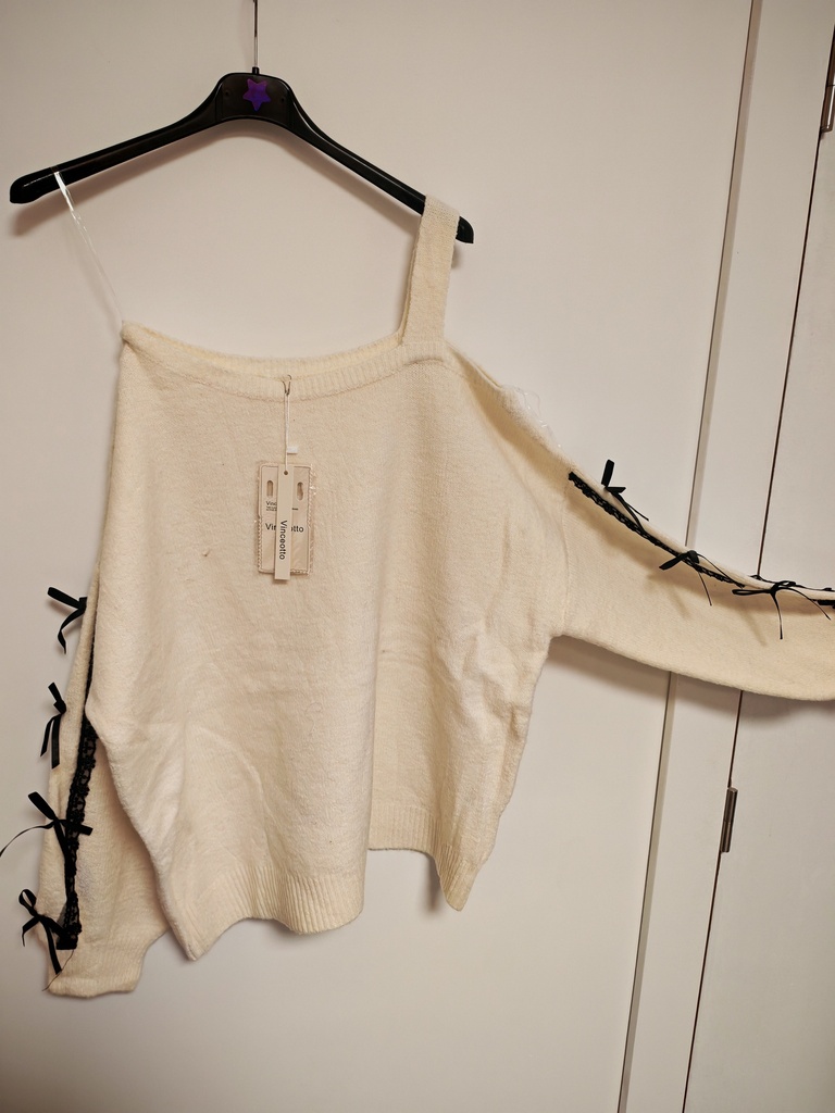 Pull Ecru "Lolita" nœud sans manches
