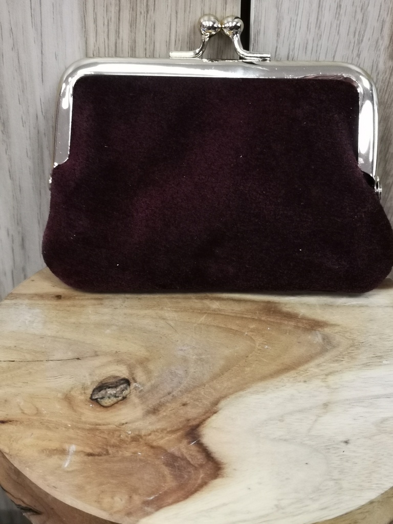 Besace monnaie daim brun foncé