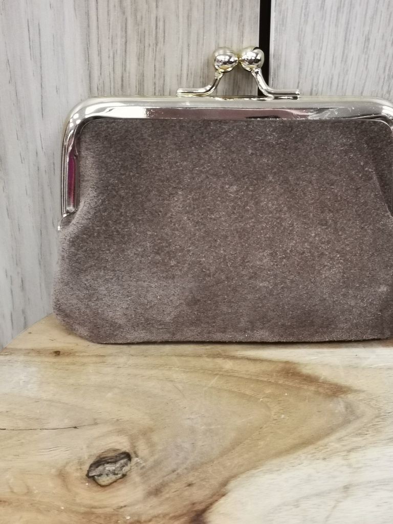 Besace monnaie daim taupe
