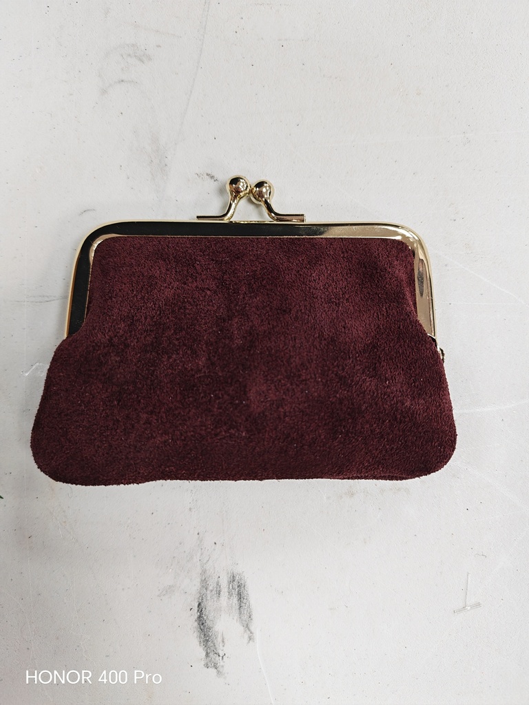 Besace monnaie daim bordeaux