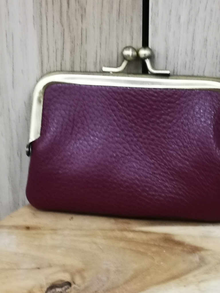 Besace monnaie aubergine
