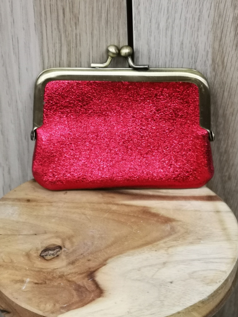 Besace monnaie brillant rouge