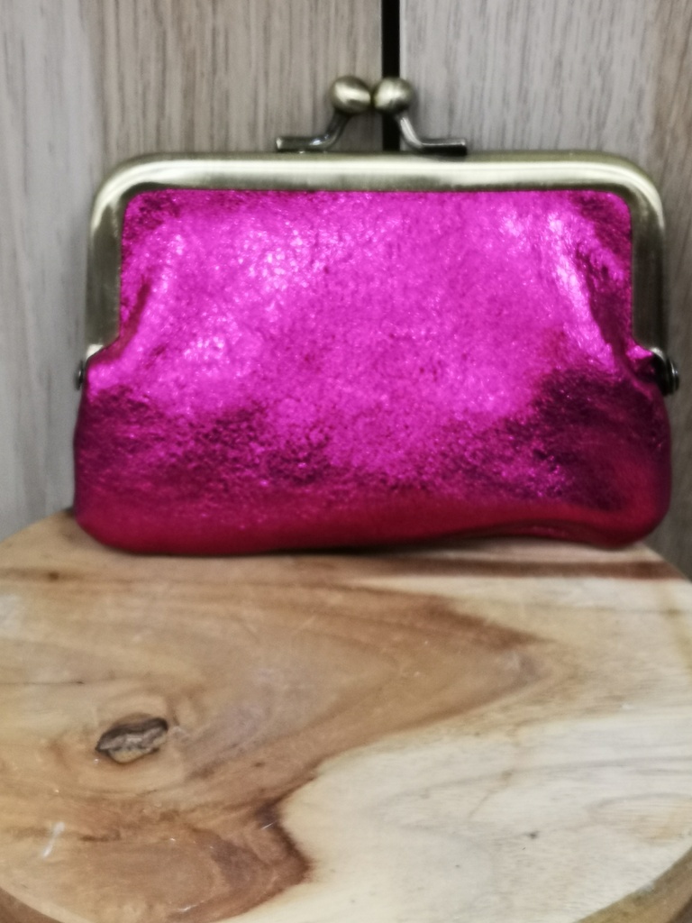 Besace monnaie brillant fuchsia