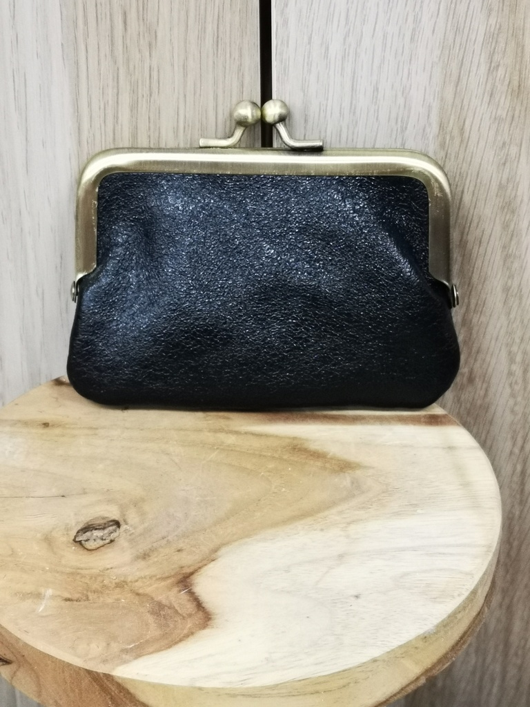 Besace monnaie brillant noir