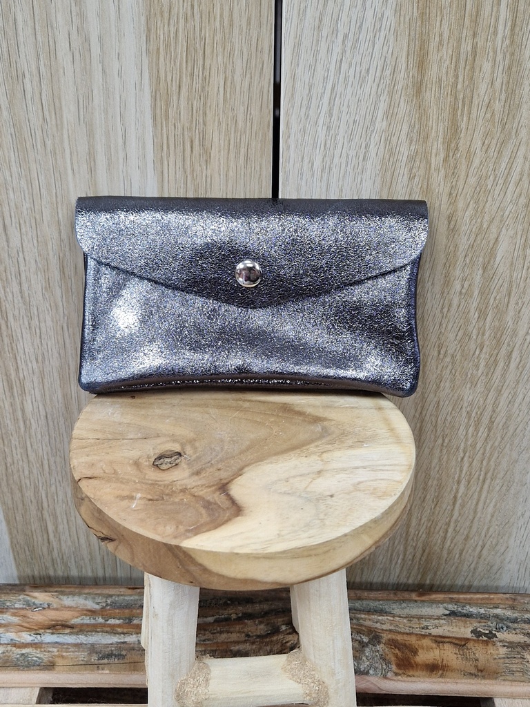 Grande pochette brillante gris foncé