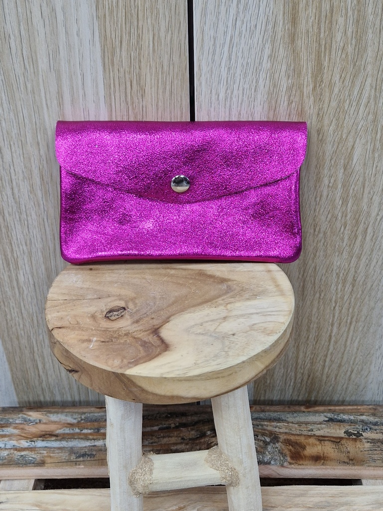 Grande pochette brillante fuchsia