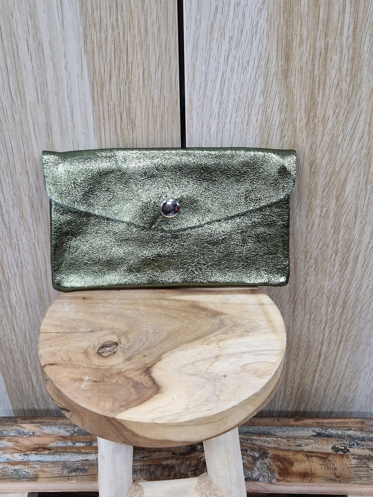 Grande pochette brillante kaki
