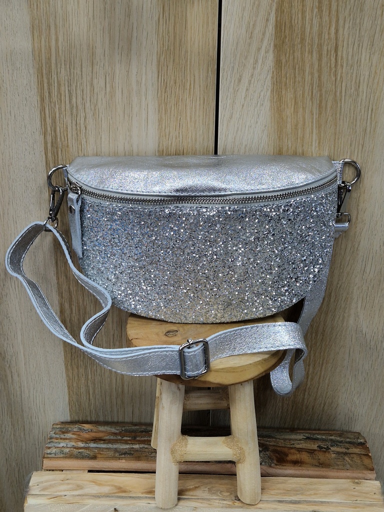 Sac banane pailleté argenté