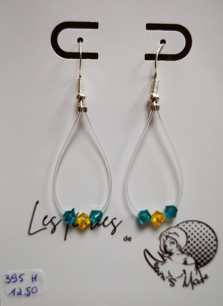 Boucles d'oreilles argentées fils Toupies 4mm tons Flamingo