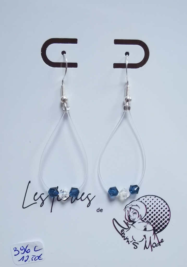 Boucles d'oreilles argentées fils Toupies 4mm PureCrystal tons Tendance (Fééries)