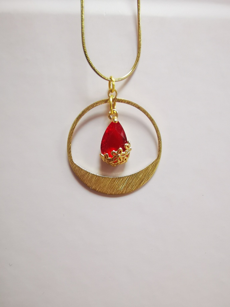 Collier doré Demi-Cercle griffé cabochon Rouge (Fééries)