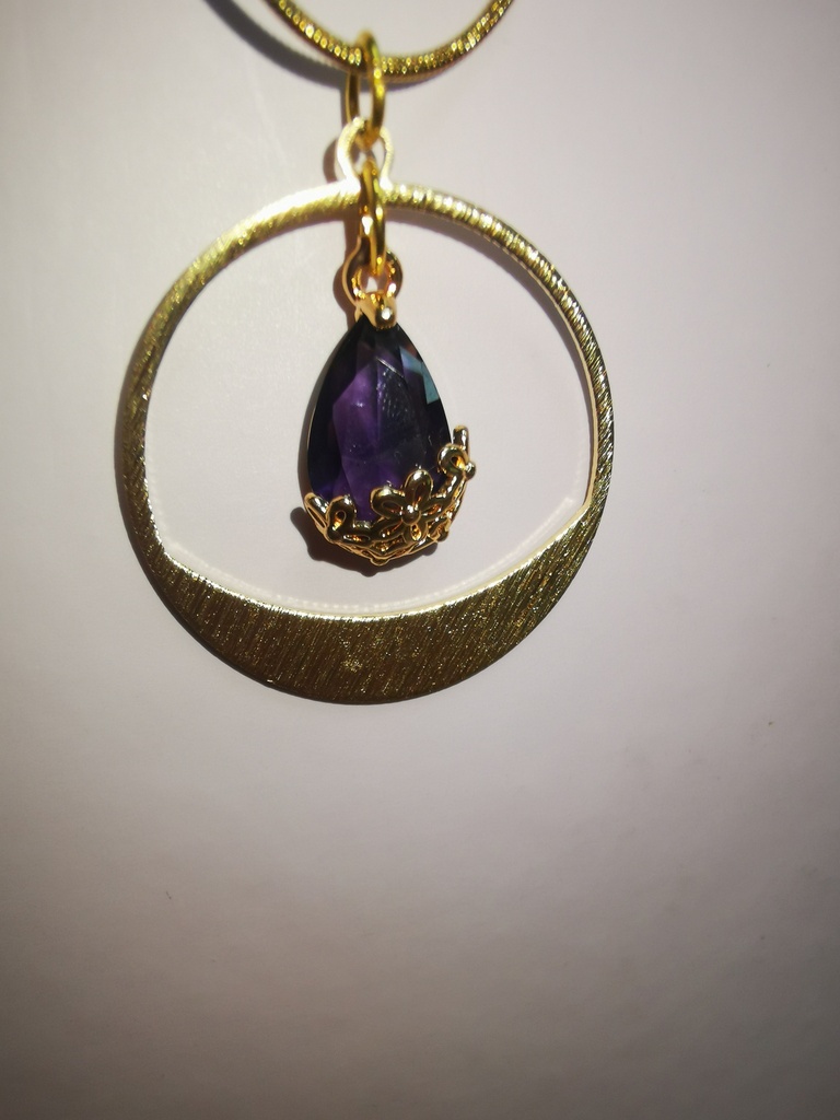 Collier doré Demi-Cercle griffé cabochon Violet (Fééries)