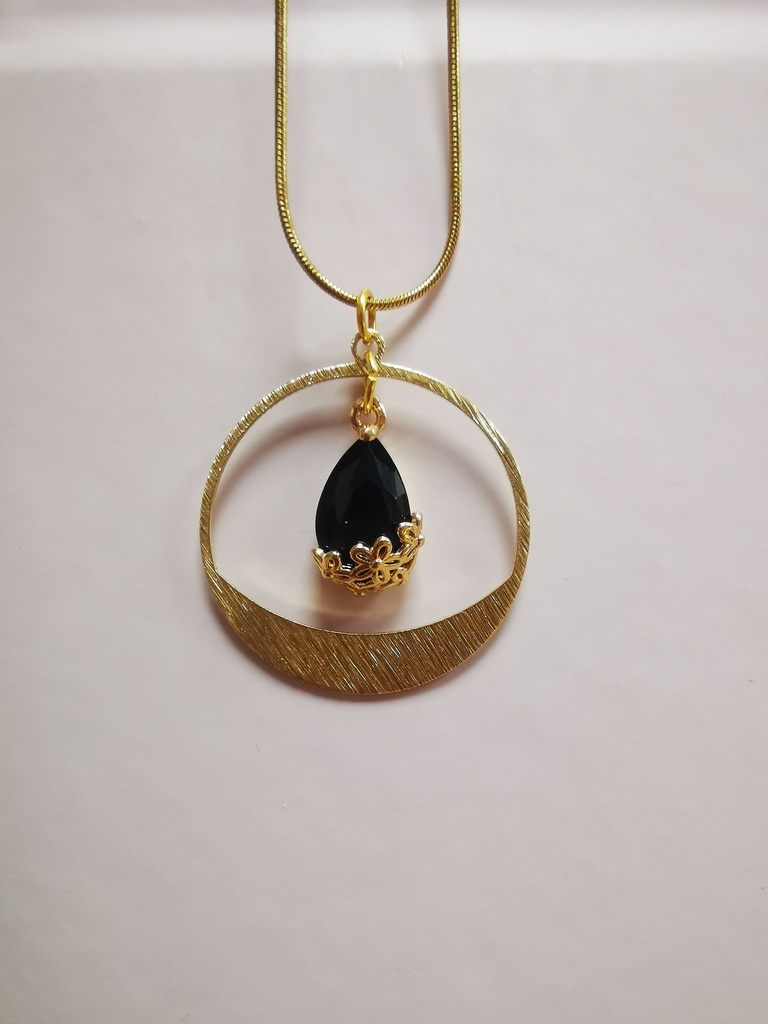 Collier doré Demi-Cercle griffé cabochon Noir