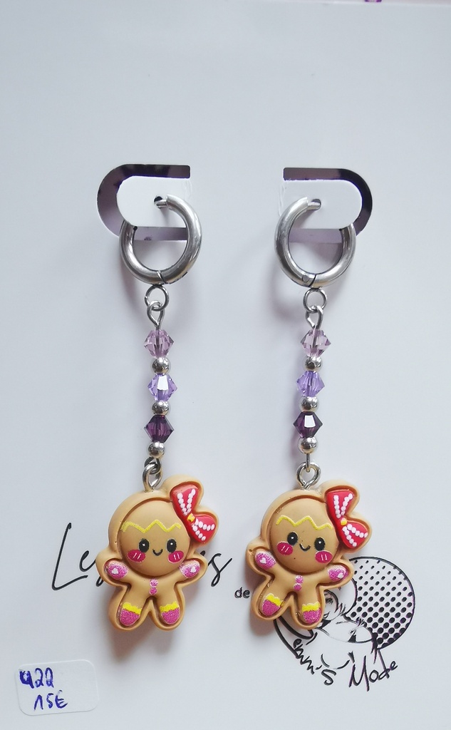 Créoles argentées 10mm Manele Fille Toupies PureCrystal tons Purple (Fééries)