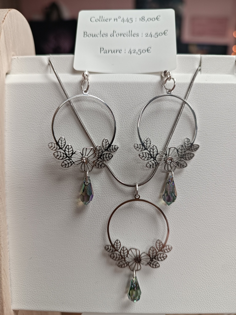 Collier argenté pendentif fleurs ajourées Goutes Paradise Shine