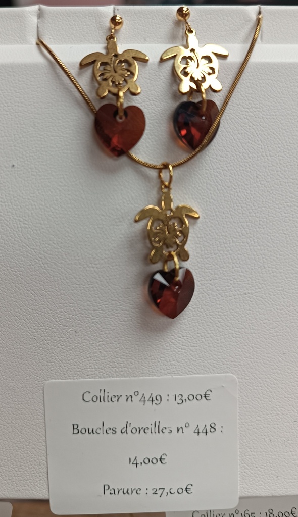 Boucles d'oreilles dorées tortues et coeurs Smoked Amber