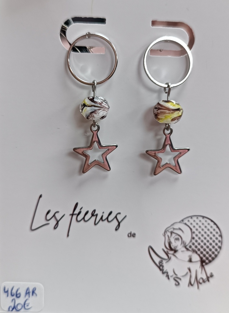 Boucles d'oreilles Argent 925 Rond perles de Murano Pickels/Chocolat (Fééries)