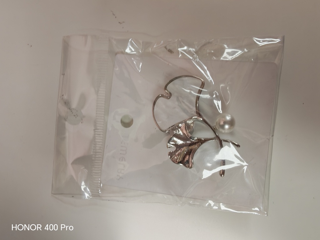 Broche aimantée ginko argenté