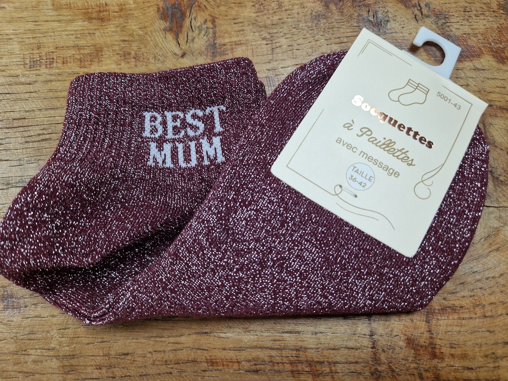 Chaussettes "Best Mum" 36/42 bordeaux