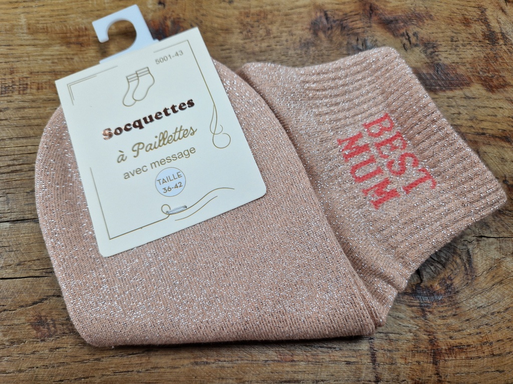 Chaussettes "Best Mum" 36/42 beige