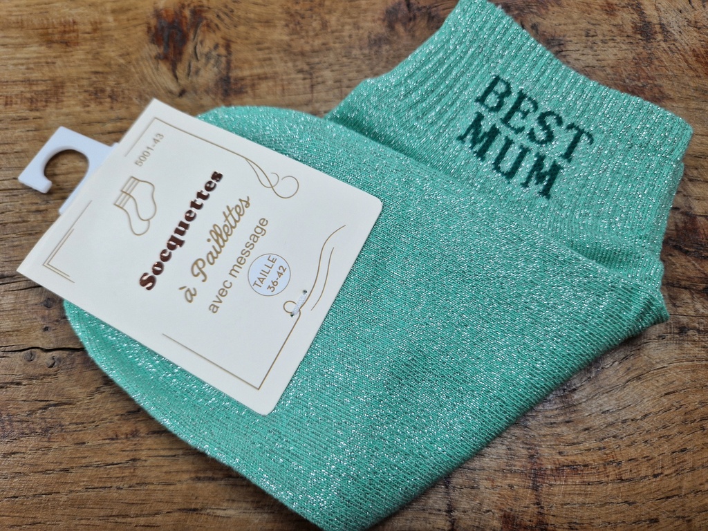 Chaussettes "Best Mum" 36/42 verte