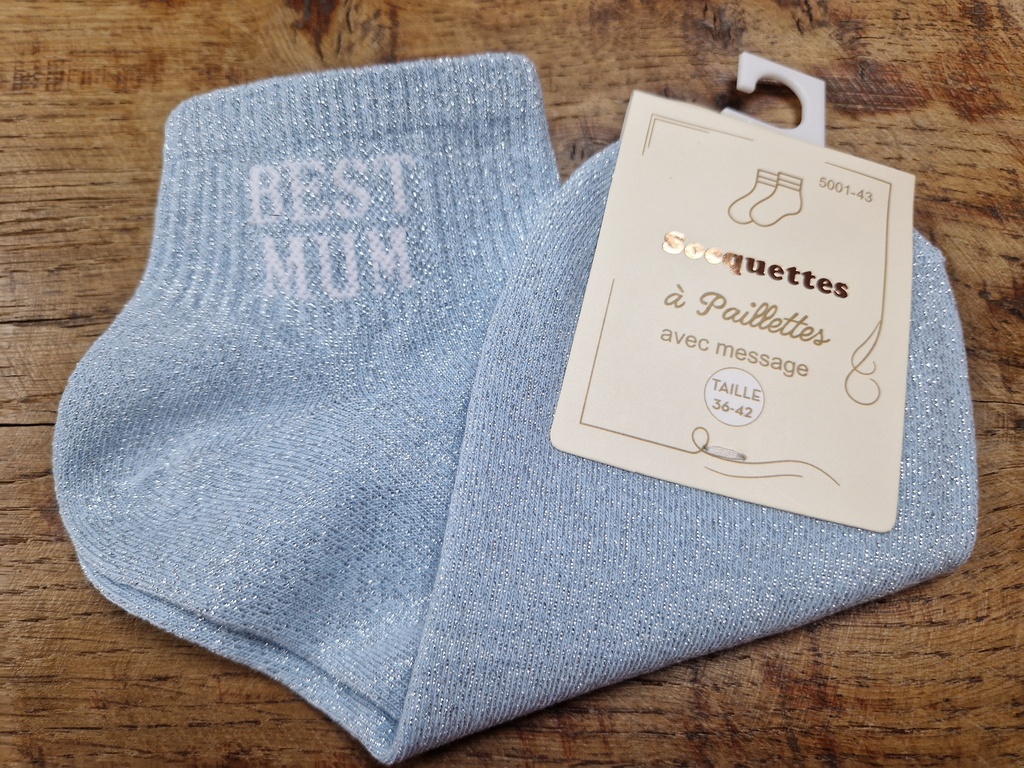 Chaussettes "Best Mum" 36/42 bleu ciel