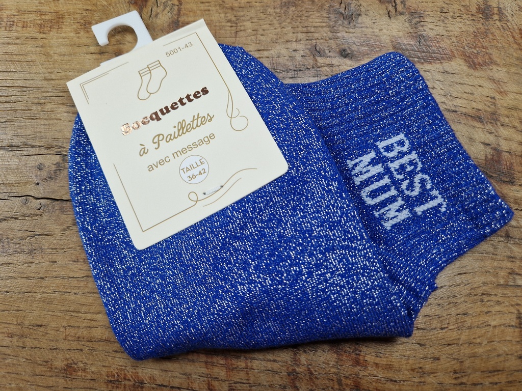 Chaussettes "Best Mum" 36/42 bleu roi