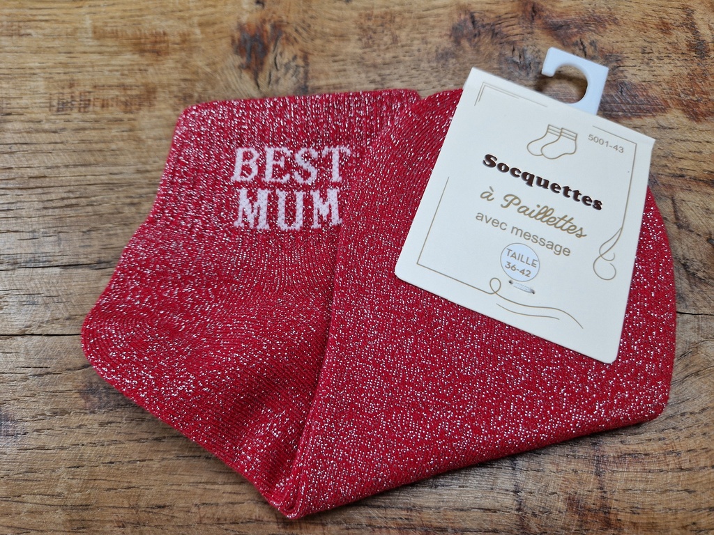 Chaussettes "Best Mum" 36/42 rouge