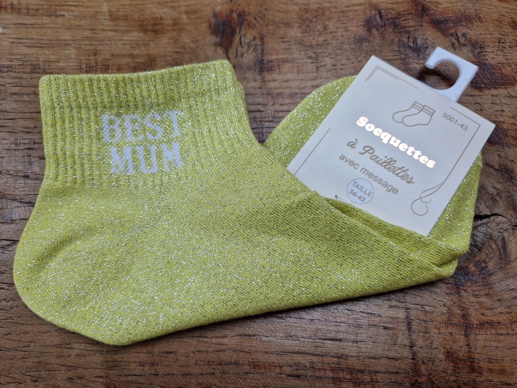 Chaussettes "Best Mum" 36/42 vert anis