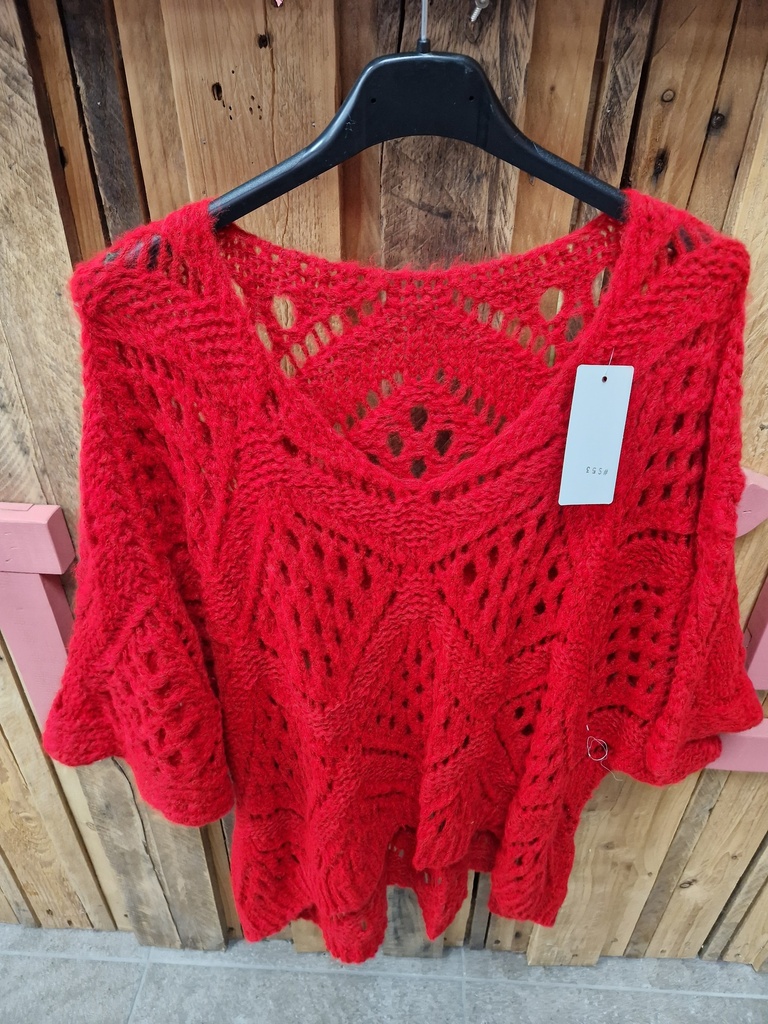 Pull "Losange" Crochet rouge