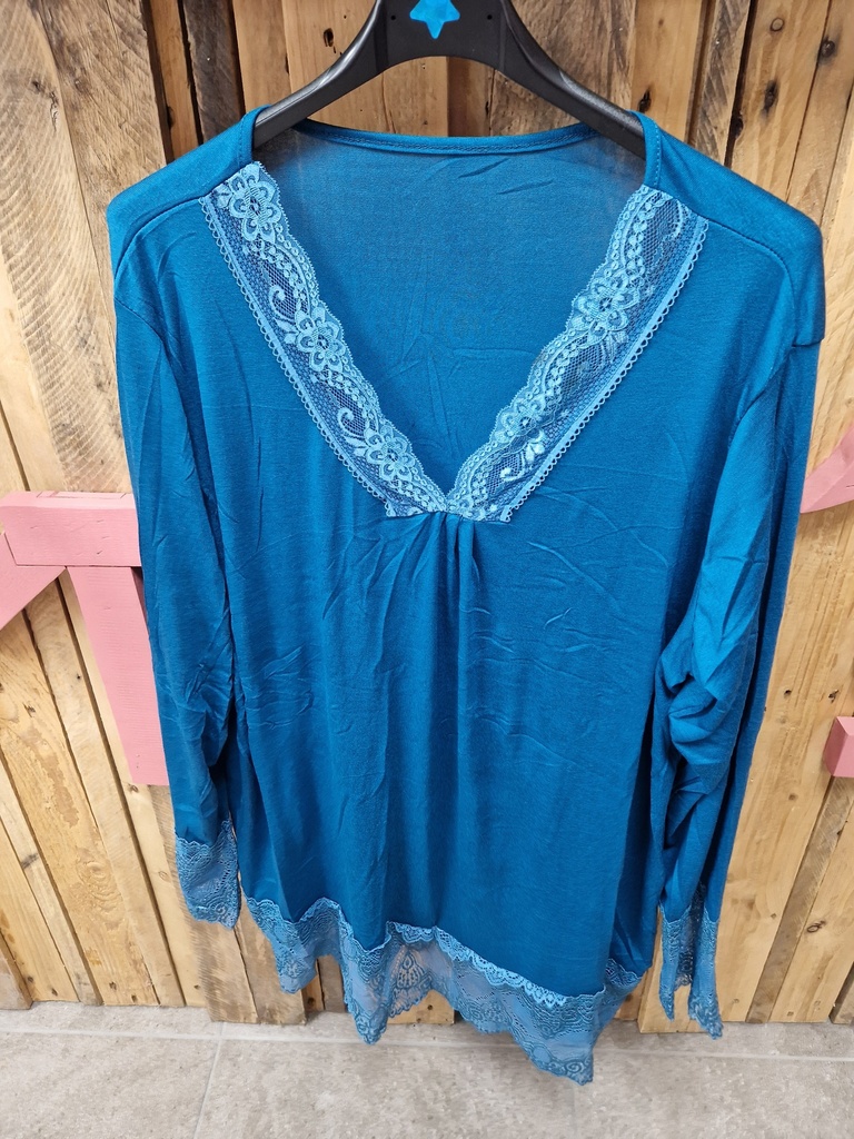 Top dentelle "Grenade" bleu pétrole GT