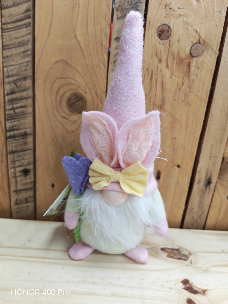 Gnome tissu printanier mauve fleur rose