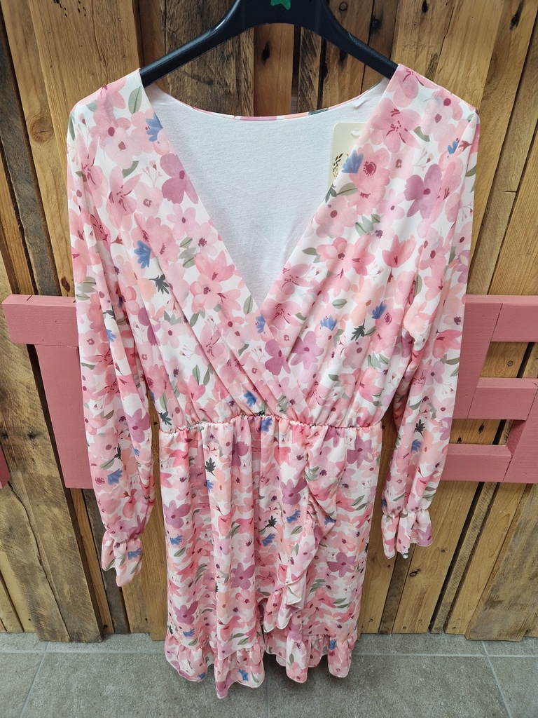 Robe "Charlie" PT fond blanc-rose 