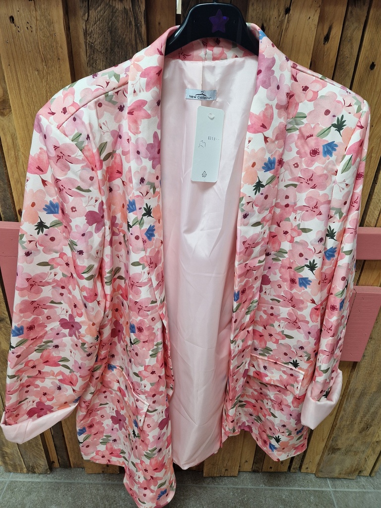 Blazer fleuri GT "Charlie" blanc rose