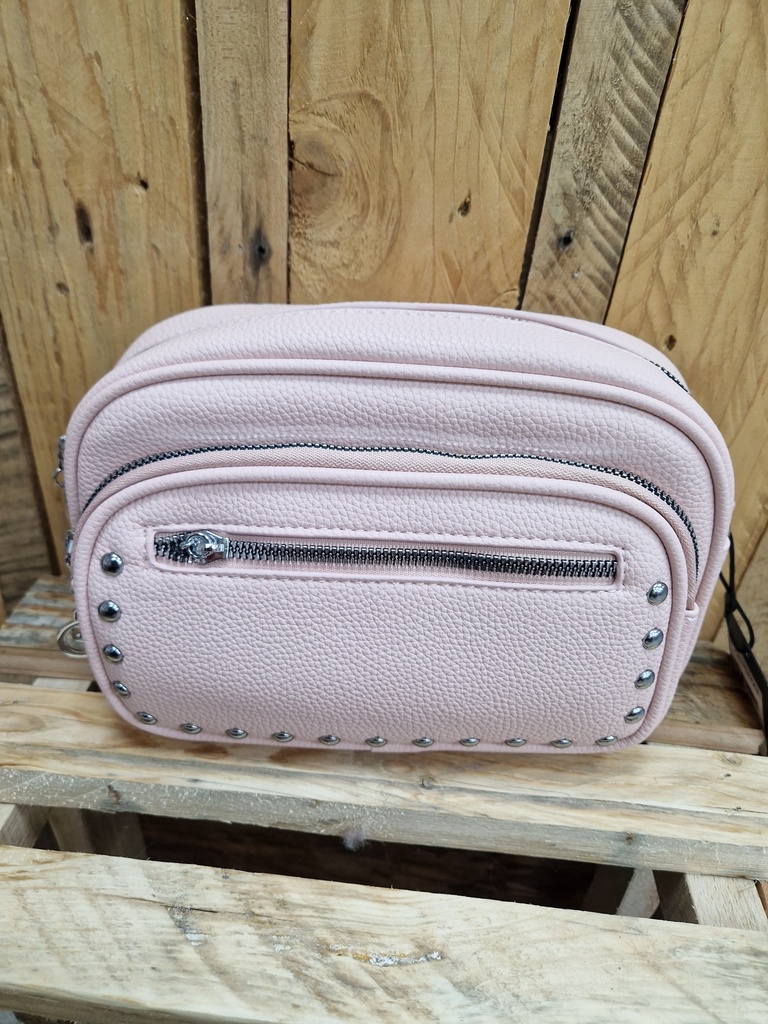 Sac "Frances" rectangulaire clouté rose pâle