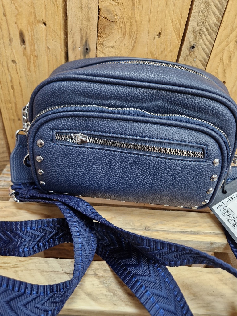 Sac "Frances" rectangulaire clouté marine