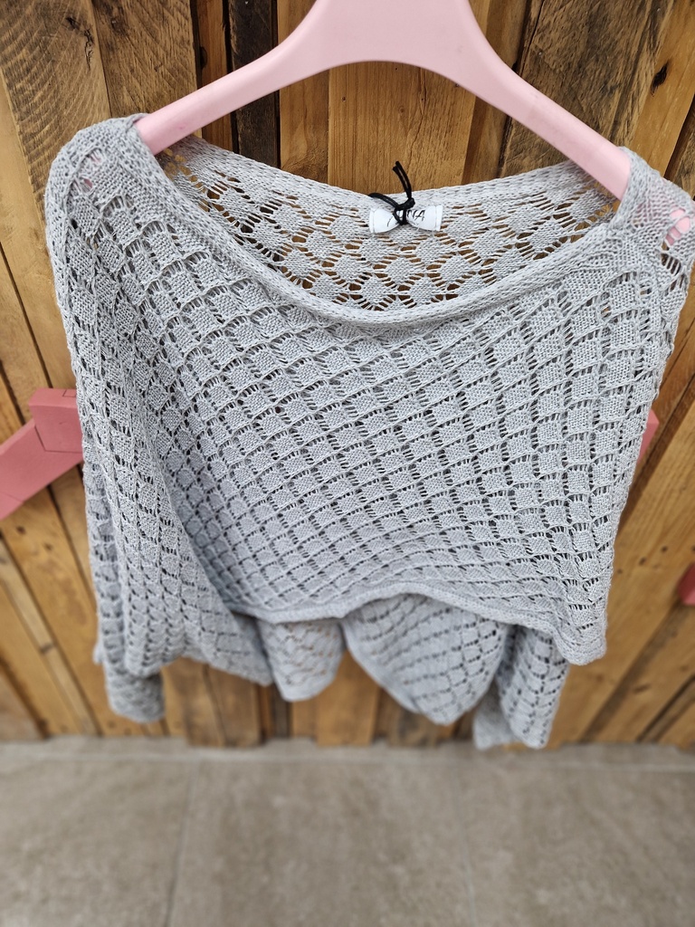 Pull "Clémentine"cache-coeur gris