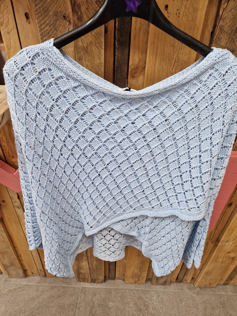 Pull "Clémentine"cache-coeur bleu ciel