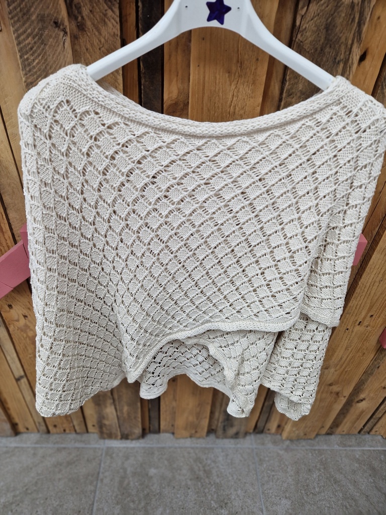 Pull "Clémentine"cache-coeur écru