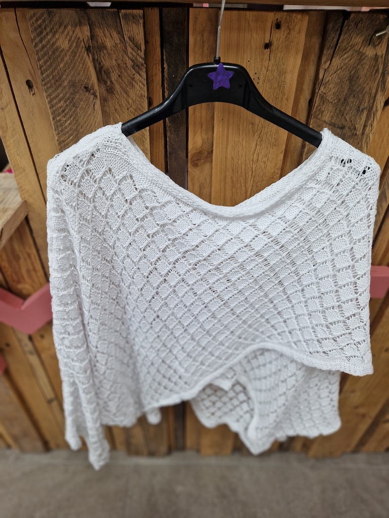 Pull "Clémentine"cache-coeur blanc